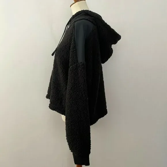 NEW Z By Zella Sheila Fleece Hooded Pullover Sweater Long Sleeve Black XL - Picture 5 of 9